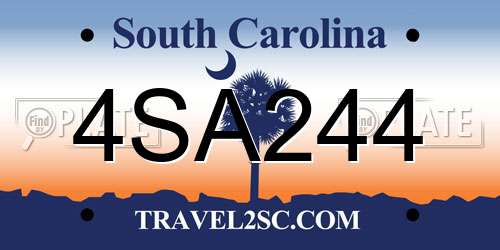 4SA244 South Carolina License Plate