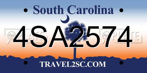 4SA2574 South Carolina License Plate