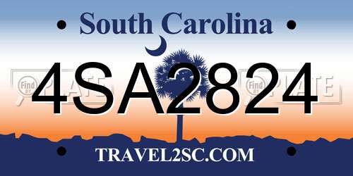 4SA2824 South Carolina License Plate