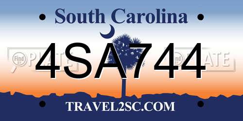 4SA744 South Carolina License Plate