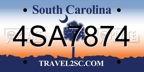 4SA7874 South Carolina License Plate