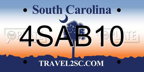 4SAB10 South Carolina License Plate