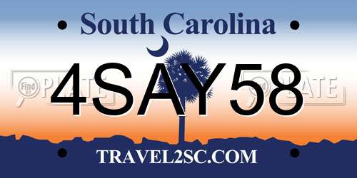 4SAY58 South Carolina License Plate
