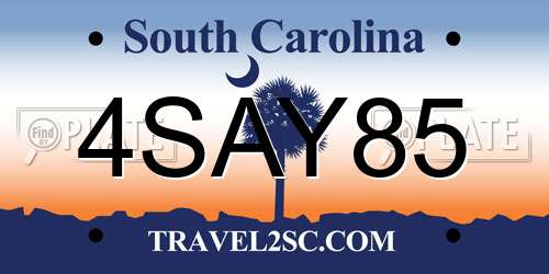 4SAY85 South Carolina License Plate