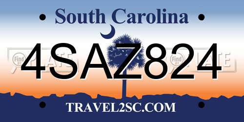 4SAZ824 South Carolina License Plate