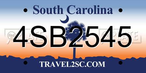 4SB2545 South Carolina License Plate