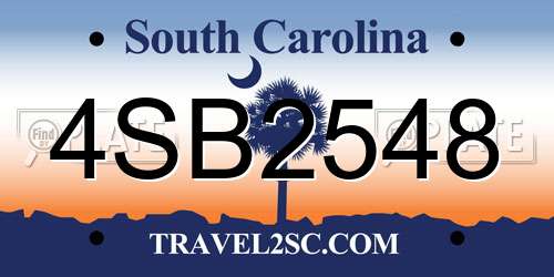 4SB2548 South Carolina License Plate