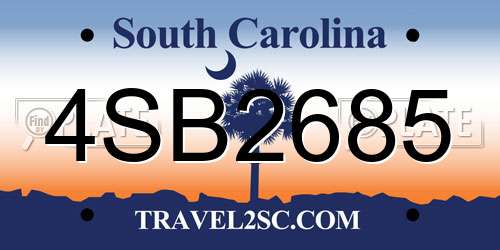 4SB2685 South Carolina License Plate