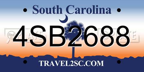 4SB2688 South Carolina License Plate