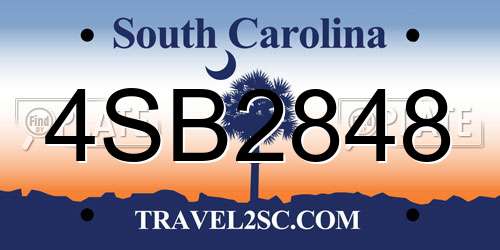 4SB2848 South Carolina License Plate