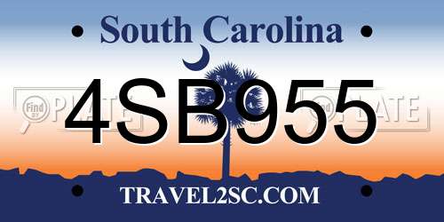 4SB955 South Carolina License Plate