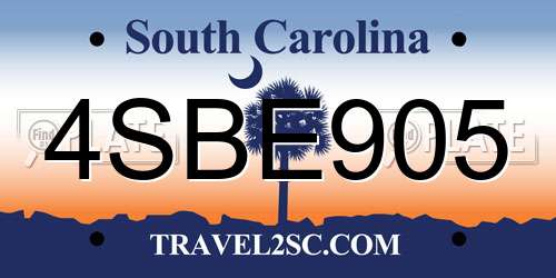 4SBE905 South Carolina License Plate