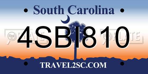 4SBI810 South Carolina License Plate