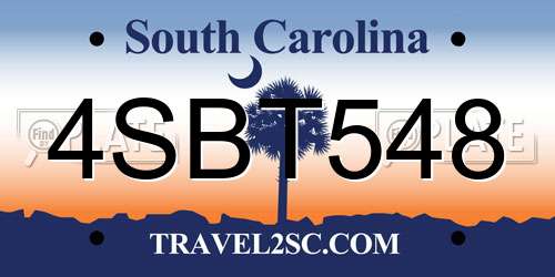 4SBT548 South Carolina License Plate