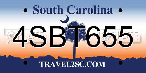 4SBT655 South Carolina License Plate
