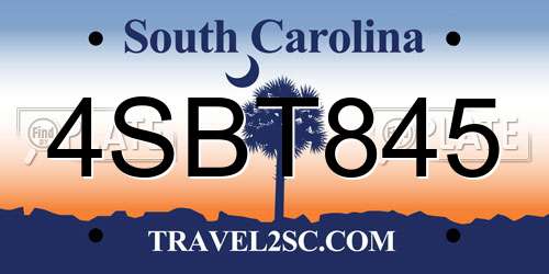 4SBT845 South Carolina License Plate