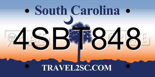 4SBT848 South Carolina License Plate