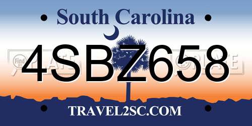 4SBZ658 South Carolina License Plate