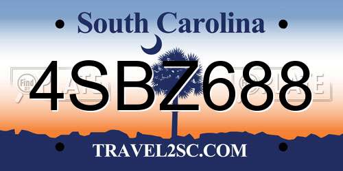 4SBZ688 South Carolina License Plate