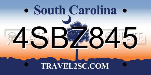4SBZ845 South Carolina License Plate