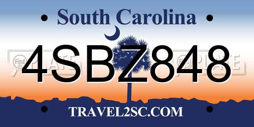 4SBZ848 South Carolina License Plate