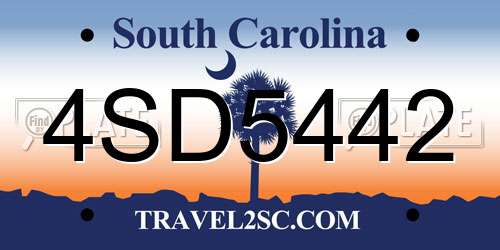 4SD5442 South Carolina License Plate