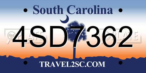 4SD7362 South Carolina License Plate