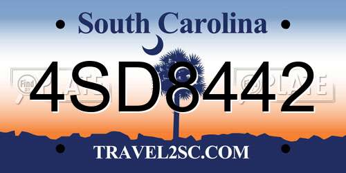 4SD8442 South Carolina License Plate