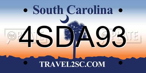 4SDA93 South Carolina License Plate