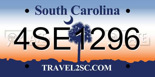 4SE1296 South Carolina License Plate