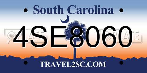 4SE8060 South Carolina License Plate