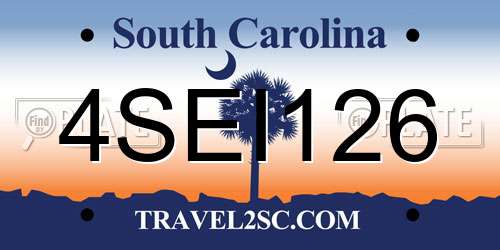 4SEI126 South Carolina License Plate