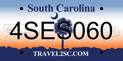 4SES060 South Carolina License Plate