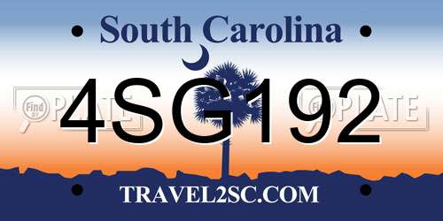 4SG192 South Carolina License Plate