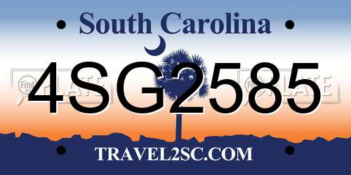 4SG2585 South Carolina License Plate