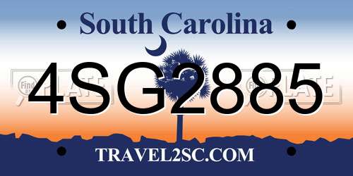 4SG2885 South Carolina License Plate