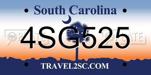 4SG525 South Carolina License Plate