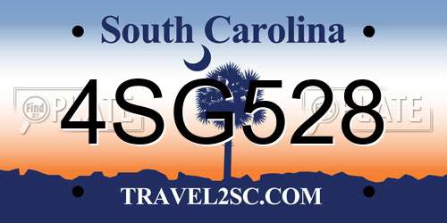 4SG528 South Carolina License Plate