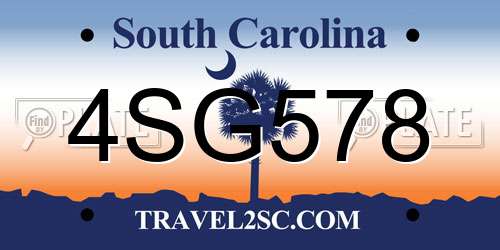 4SG578 South Carolina License Plate