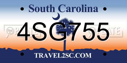 4SG755 South Carolina License Plate