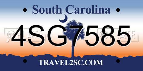4SG7585 South Carolina License Plate