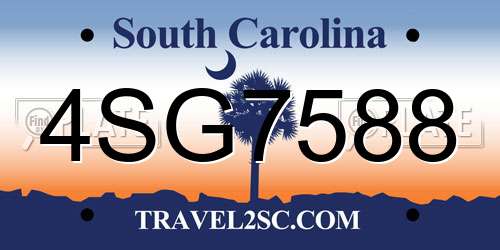 4SG7588 South Carolina License Plate