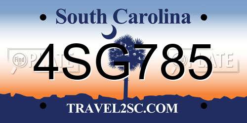 4SG785 South Carolina License Plate