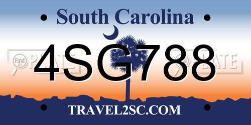 4SG788 South Carolina License Plate
