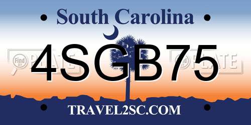 4SGB75 South Carolina License Plate