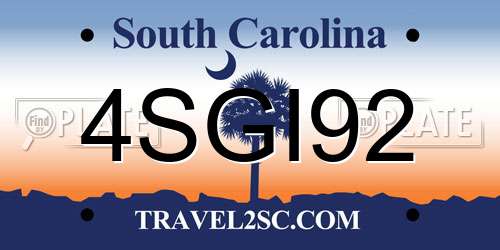4SGI92 South Carolina License Plate