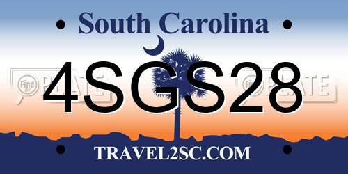 4SGS28 South Carolina License Plate