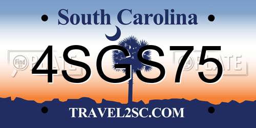 4SGS75 South Carolina License Plate