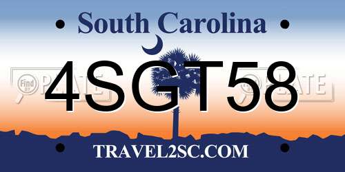 4SGT58 South Carolina License Plate