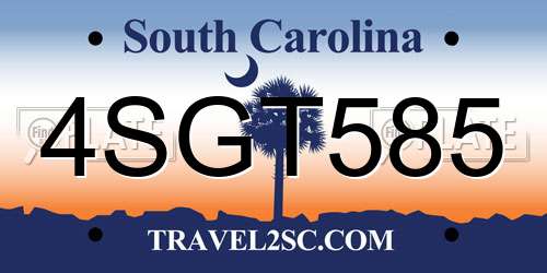 4SGT585 South Carolina License Plate
